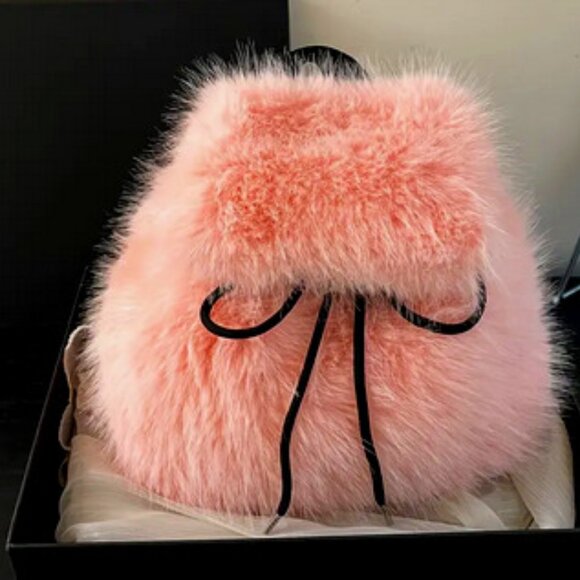 Paula Bean Jeans Handbags - NEW Pink Faux Fur BackPack   SMALL